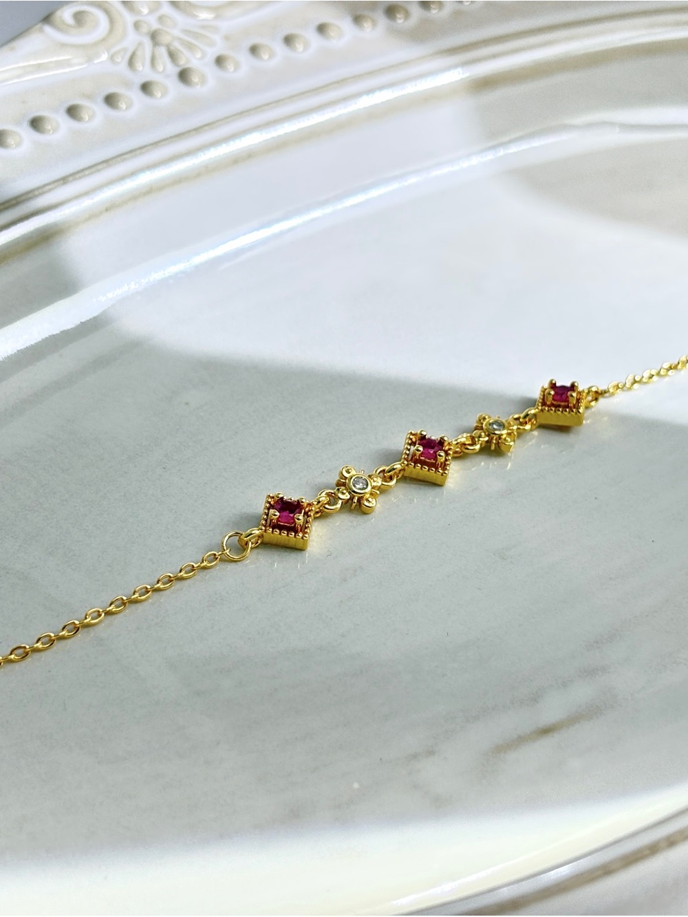 Gold-Plated Ruby Accent Bracelet by